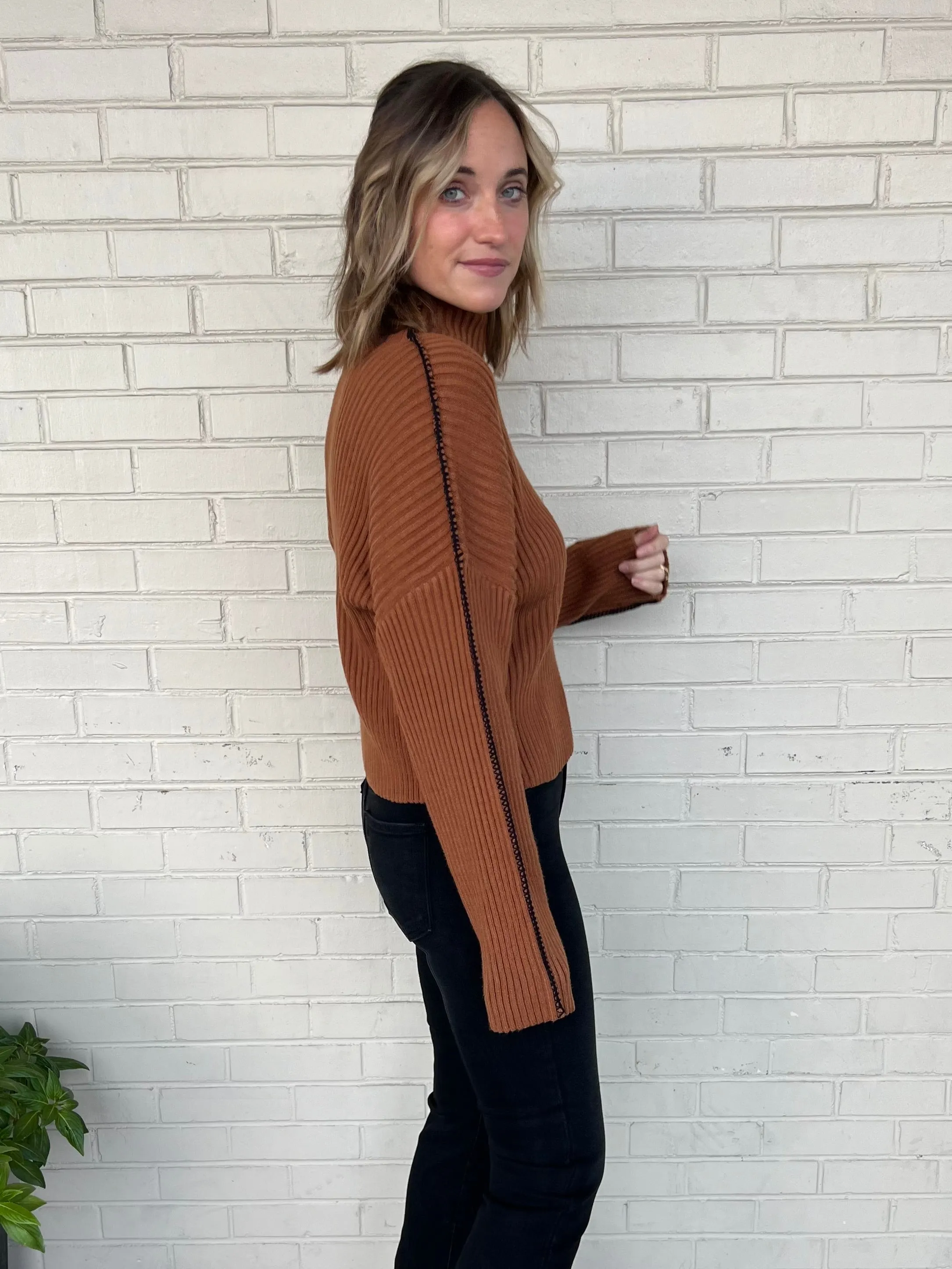 Best Bet Ribbed Mock Neck Sweater