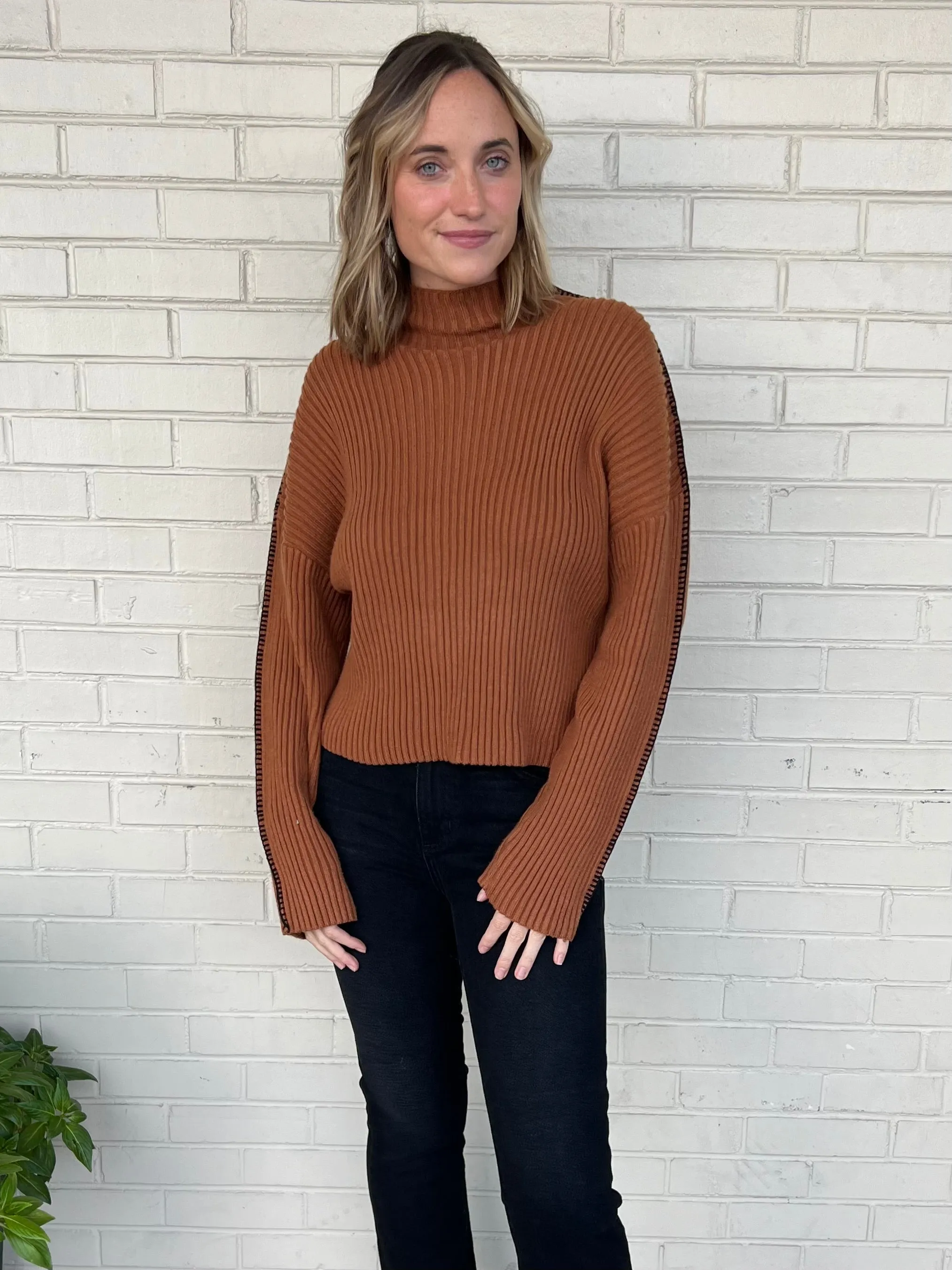 Best Bet Ribbed Mock Neck Sweater