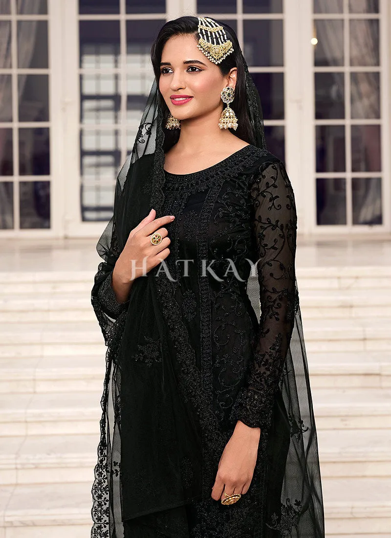Black Embroidered Pakistani Pant Style Salwar Suit