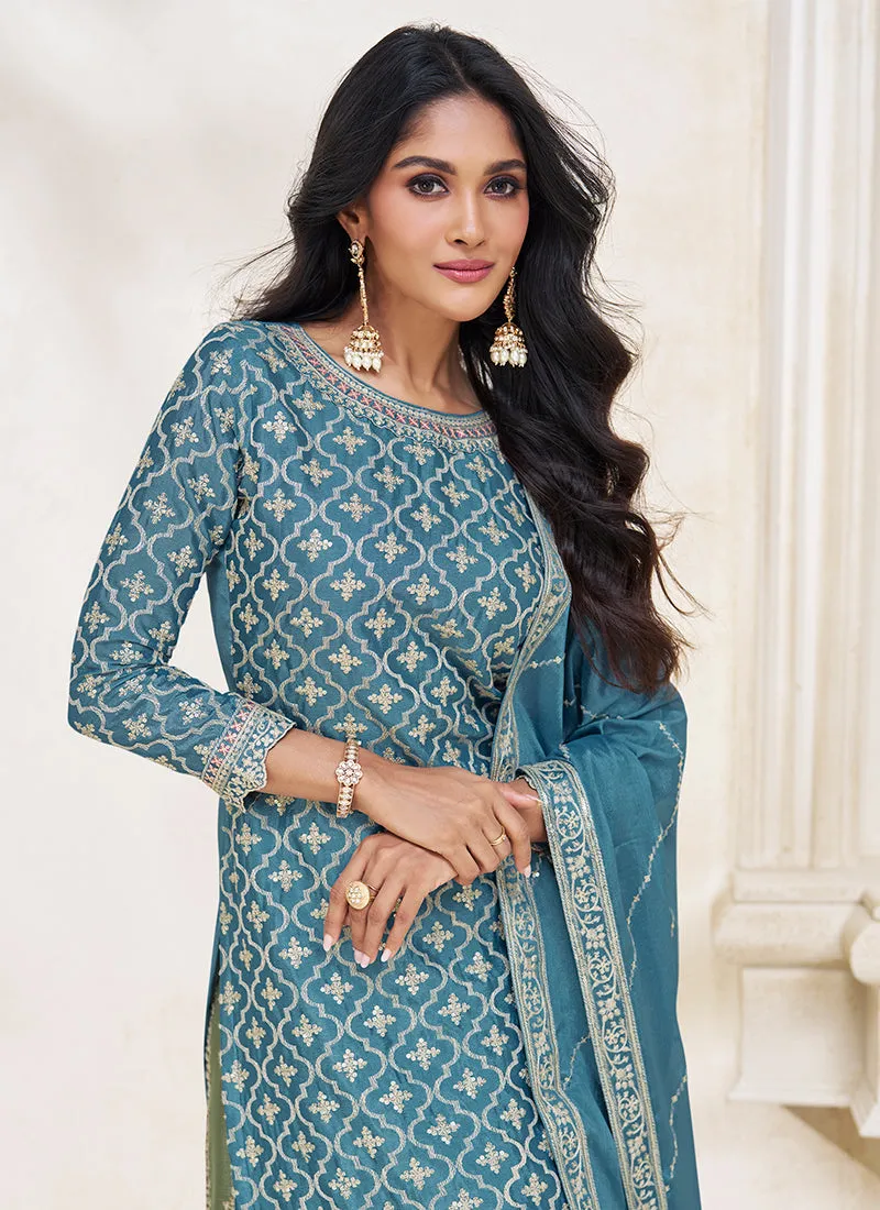 Blue Multi Embroidered Traditional Lehenga Kurti
