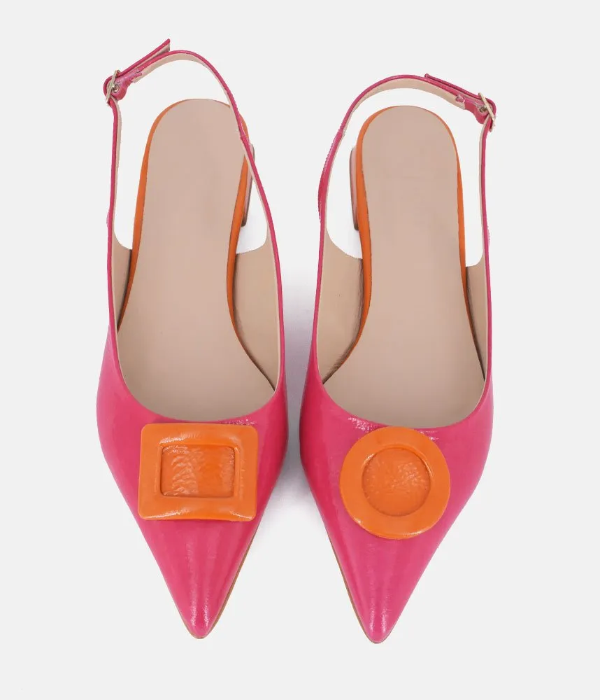 Dansi Pretty Pink/Orange Slingback Flats