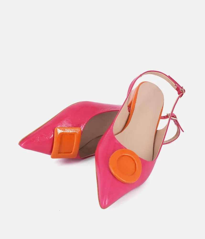 Dansi Pretty Pink/Orange Slingback Flats