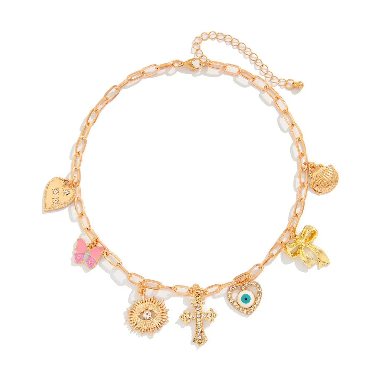 Flower Strawberry Bowknot Starfish Enamel Clavicle Chain Necklace