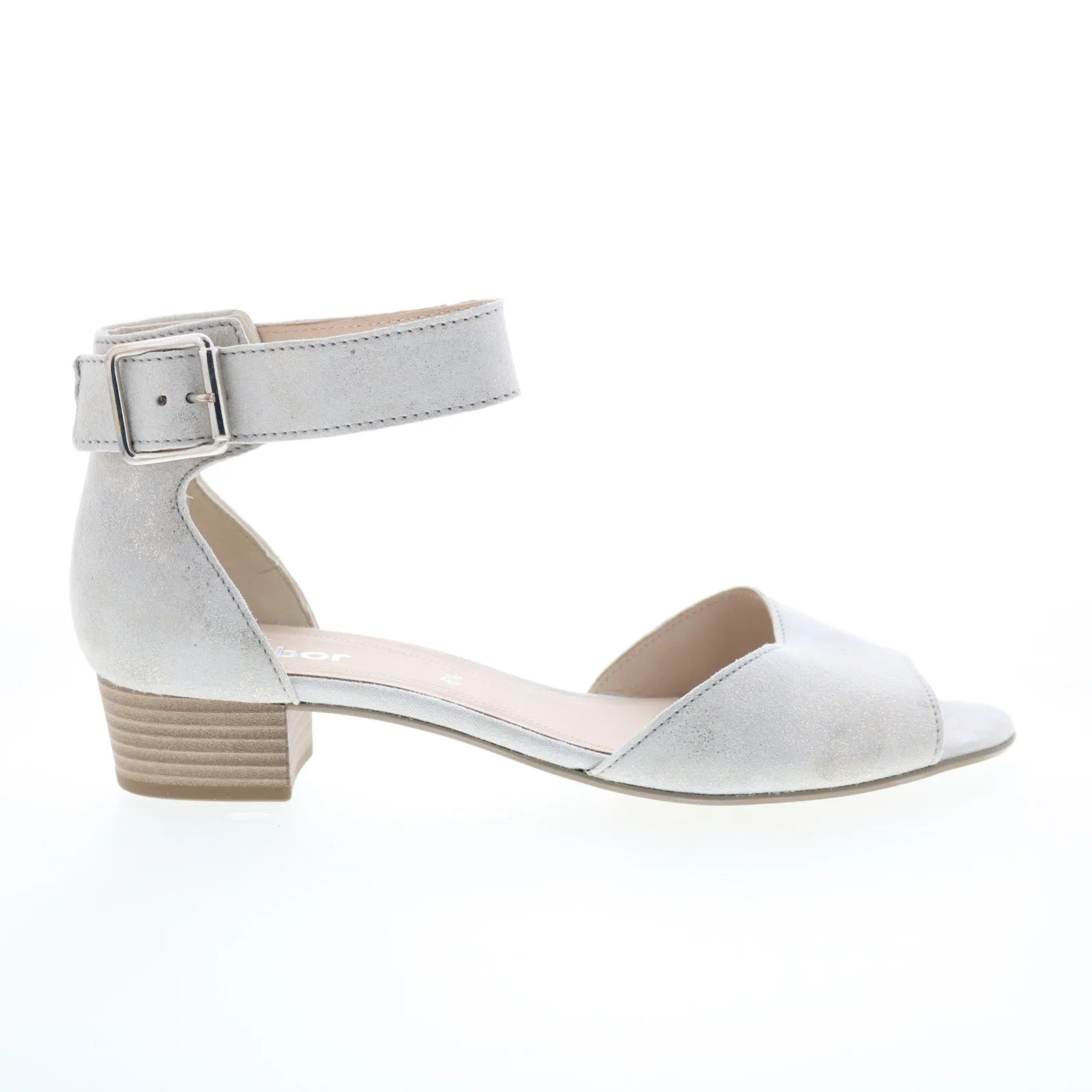 Gabor 6-5850-61 Womens Gray Leather Hook & Loop Strap Heels Shoes
