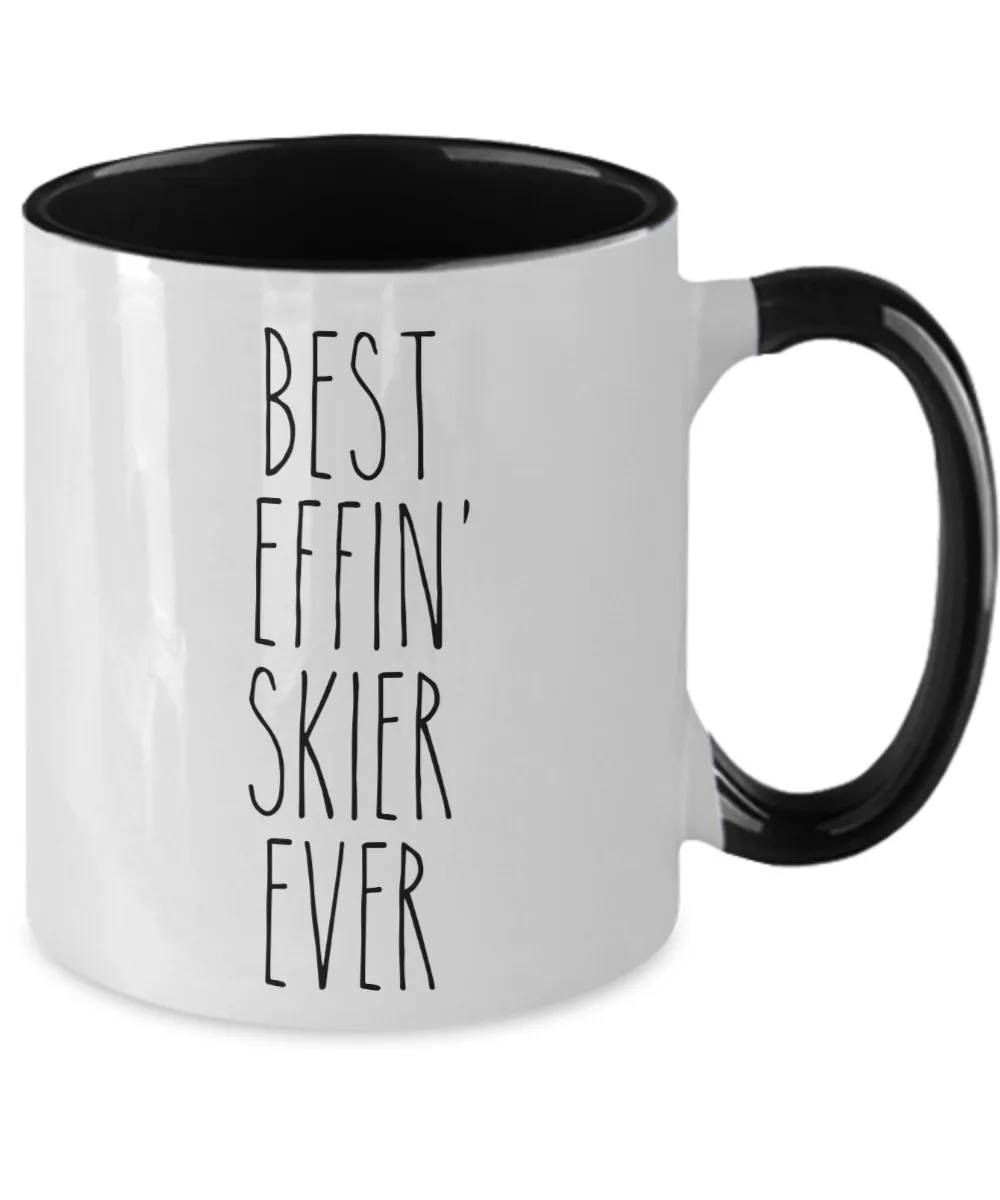 Gift For Skier Best Effin' Skier Ever Mug Two-Tone Coffee Cup Funny Coworker Gifts