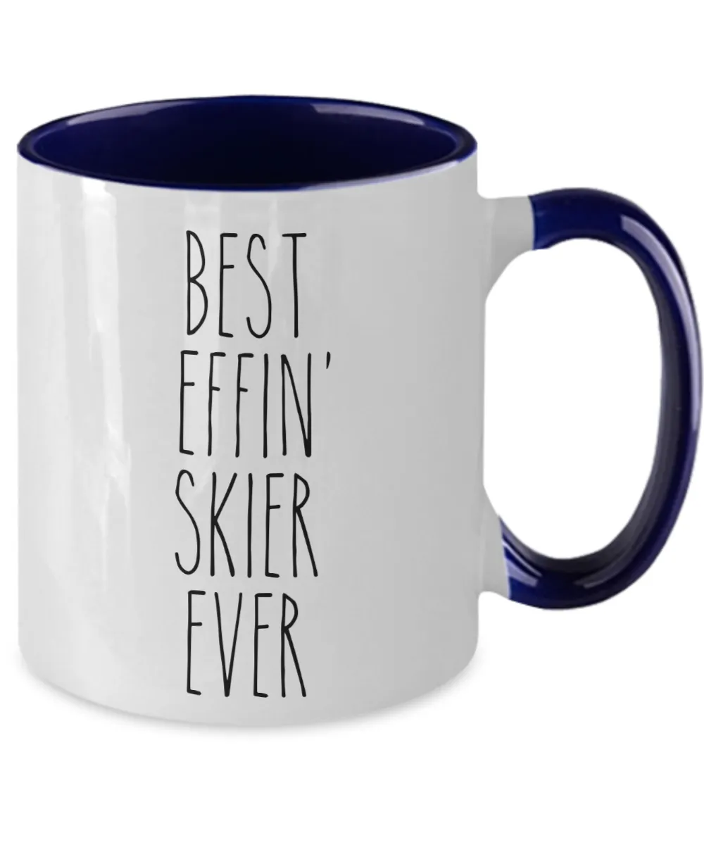Gift For Skier Best Effin' Skier Ever Mug Two-Tone Coffee Cup Funny Coworker Gifts