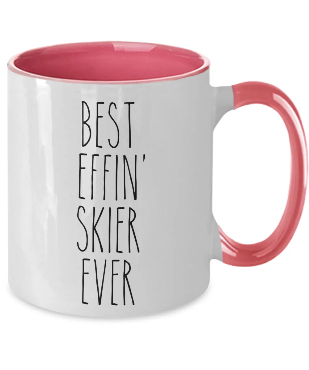 Gift For Skier Best Effin' Skier Ever Mug Two-Tone Coffee Cup Funny Coworker Gifts