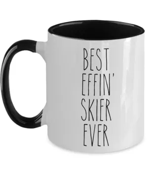 Gift For Skier Best Effin' Skier Ever Mug Two-Tone Coffee Cup Funny Coworker Gifts