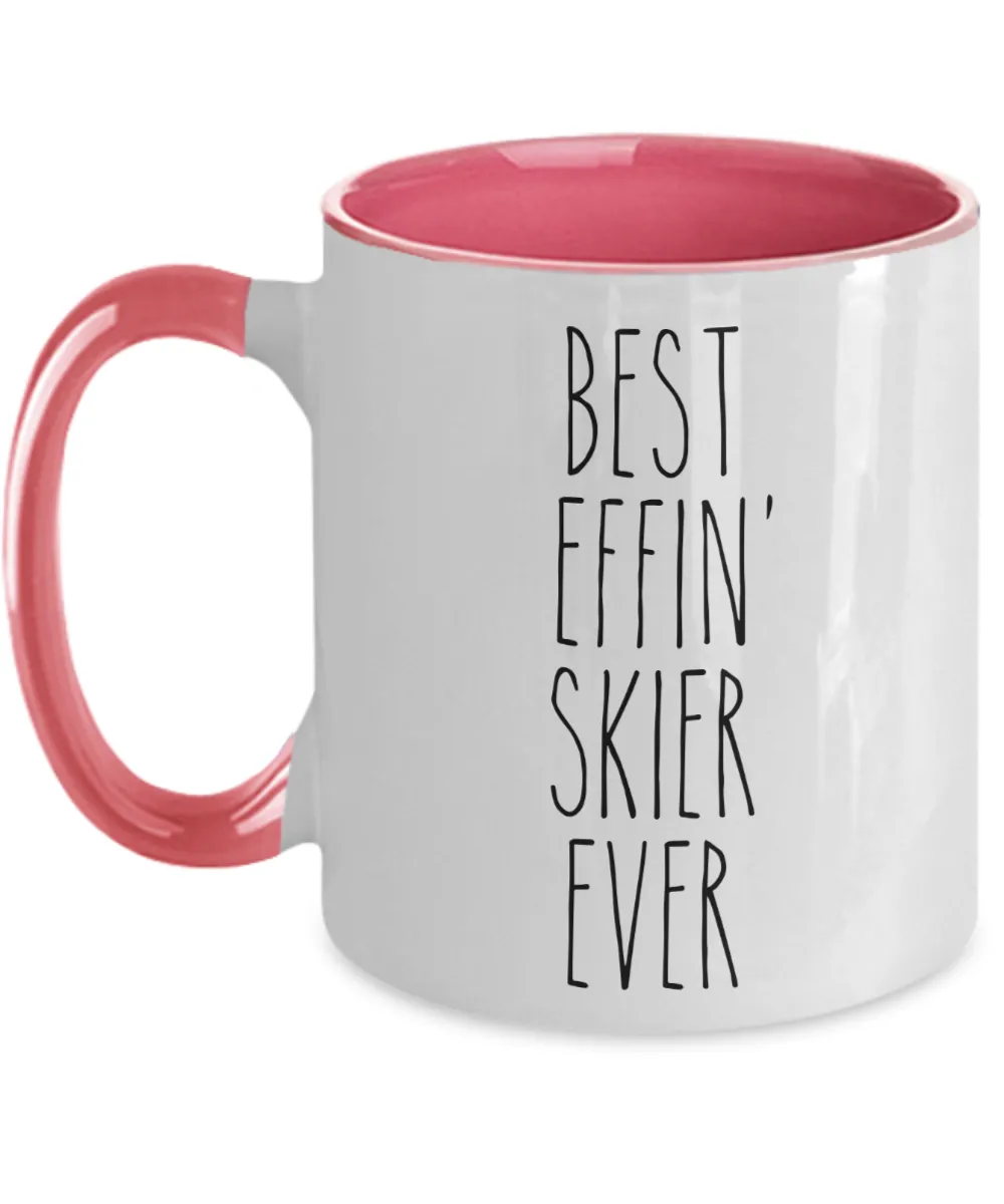 Gift For Skier Best Effin' Skier Ever Mug Two-Tone Coffee Cup Funny Coworker Gifts