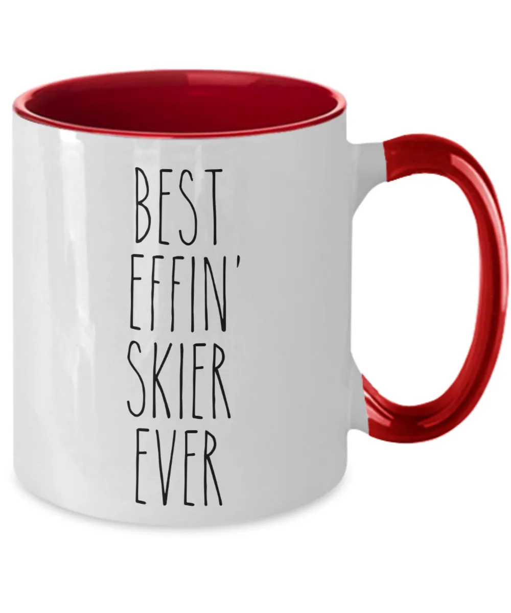 Gift For Skier Best Effin' Skier Ever Mug Two-Tone Coffee Cup Funny Coworker Gifts