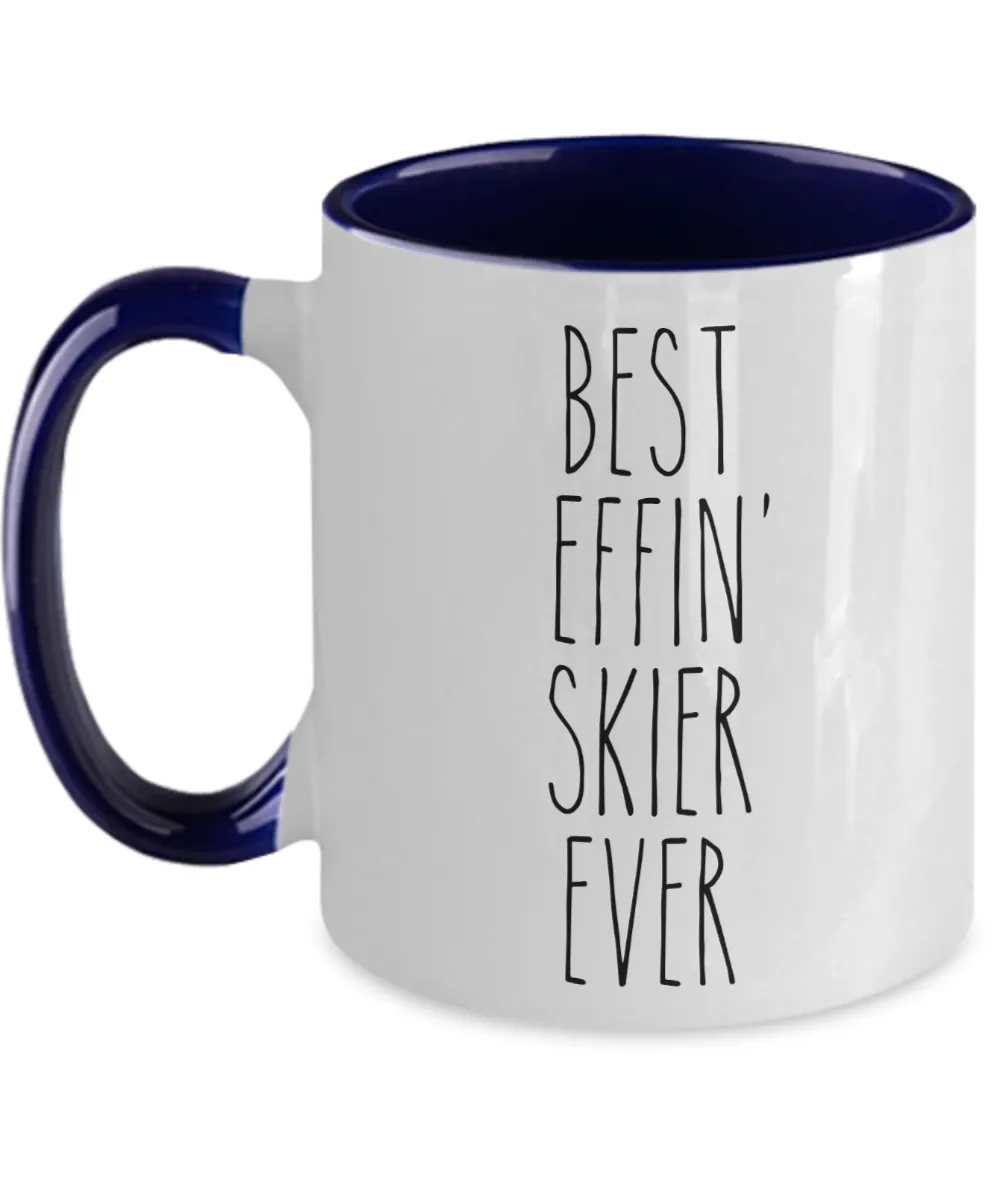 Gift For Skier Best Effin' Skier Ever Mug Two-Tone Coffee Cup Funny Coworker Gifts