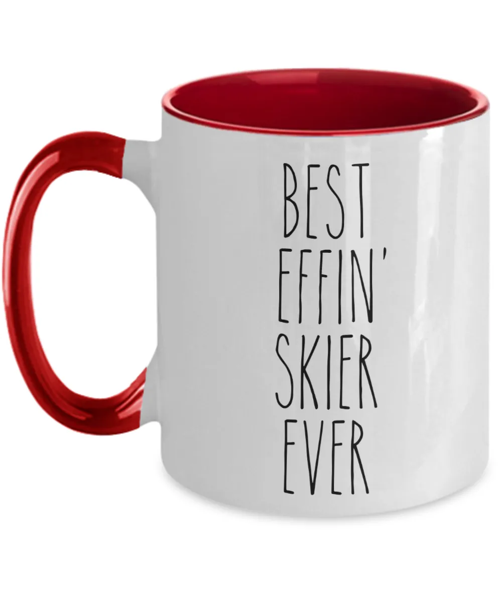 Gift For Skier Best Effin' Skier Ever Mug Two-Tone Coffee Cup Funny Coworker Gifts