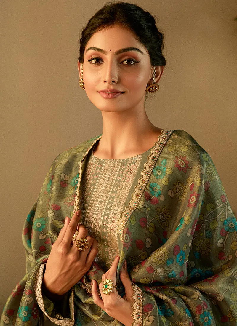 Green Banarasi Salwar Kameez Suit