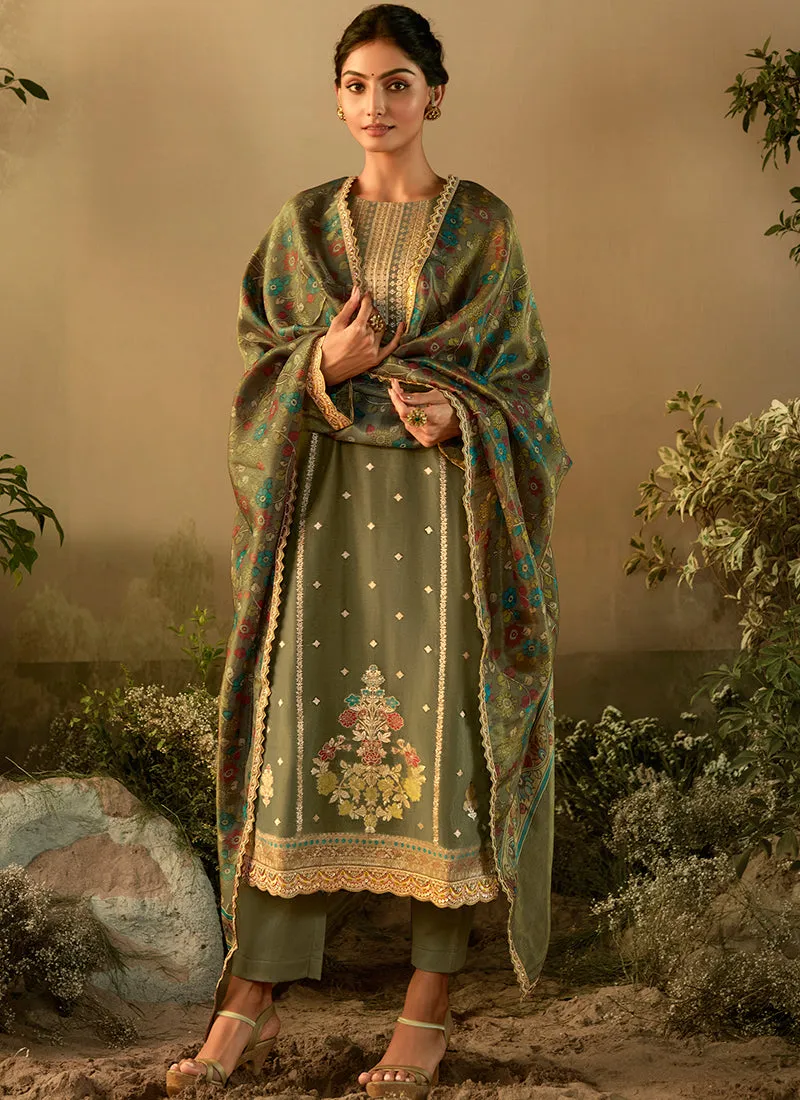 Green Banarasi Salwar Kameez Suit