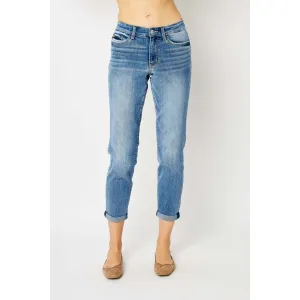 Judy Blue Full Size Cuffed Hem Low Waist Slim Jeans