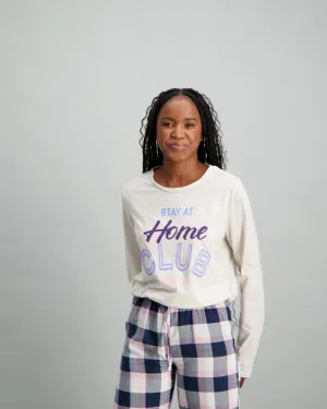 Ladies Long Sleeve Slogan Top - Oatmeal