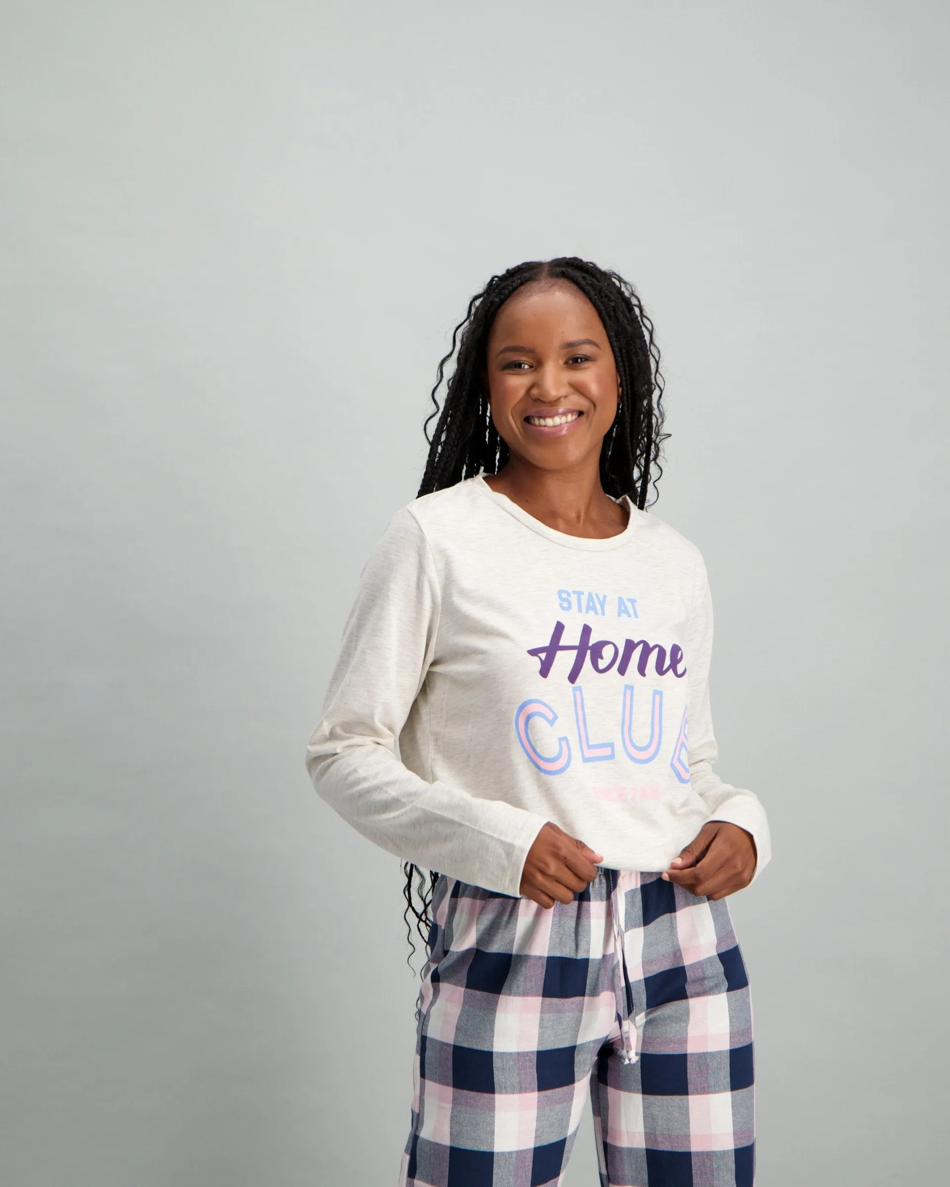 Ladies Long Sleeve Slogan Top - Oatmeal