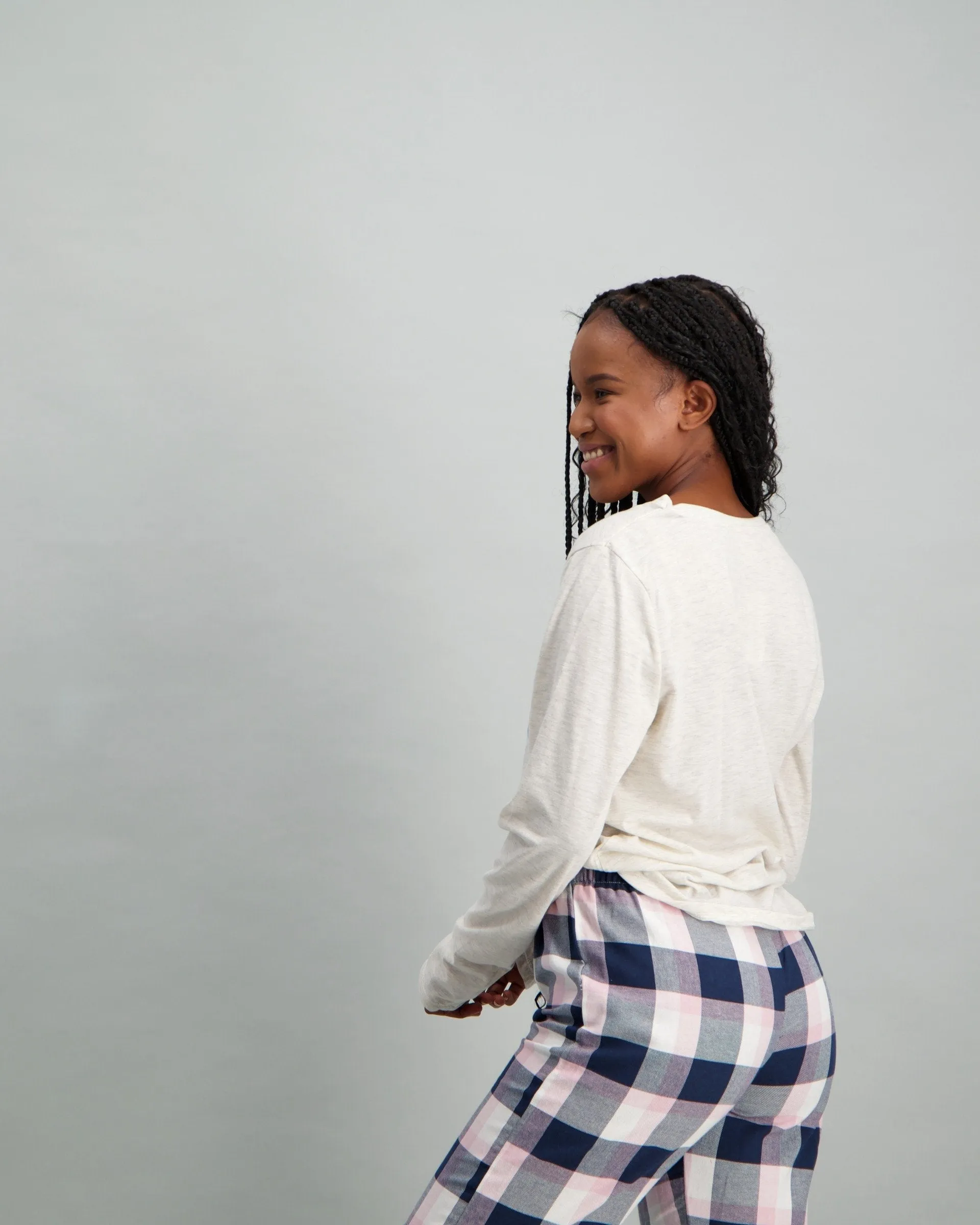 Ladies Long Sleeve Slogan Top - Oatmeal