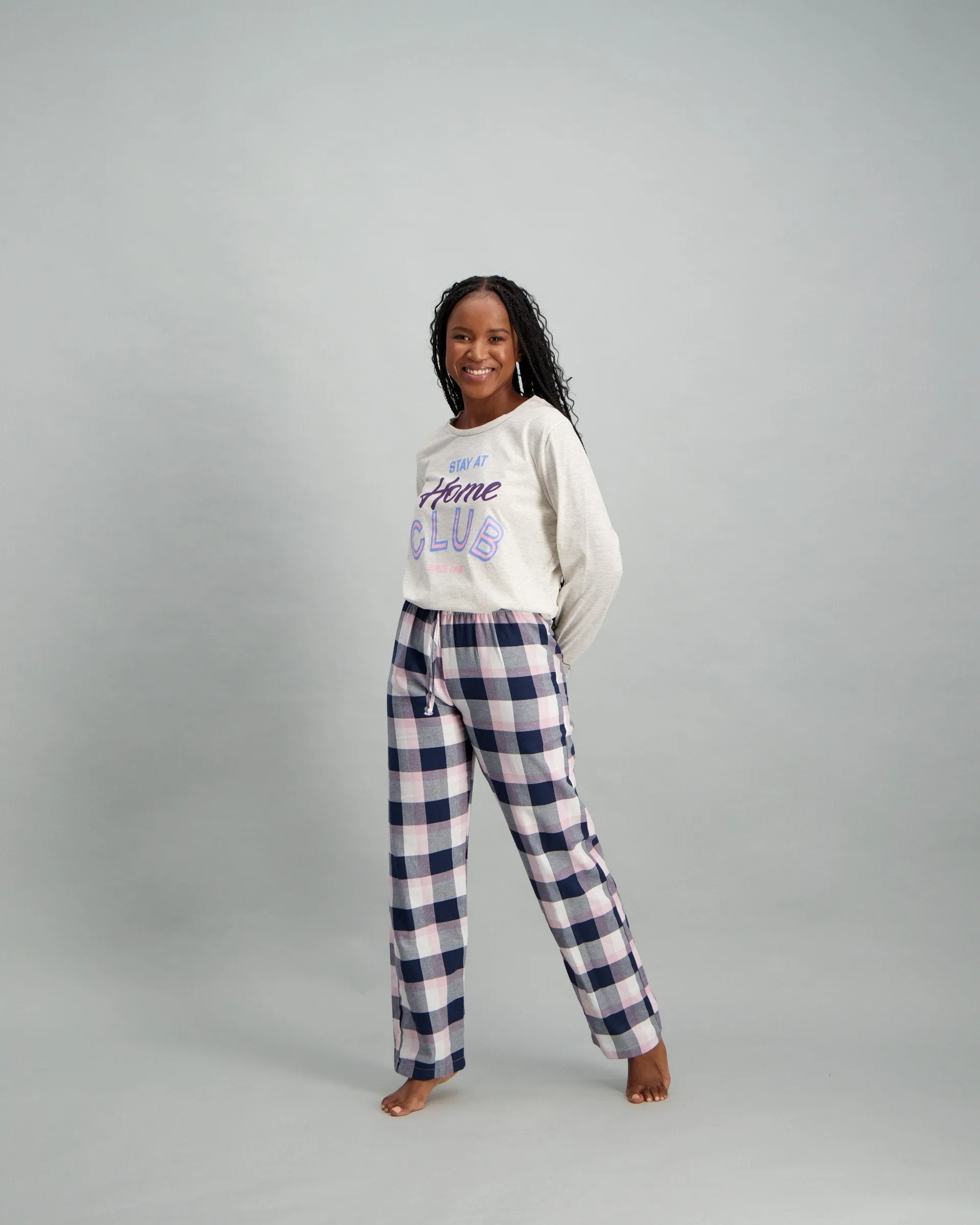 Ladies Long Sleeve Slogan Top - Oatmeal
