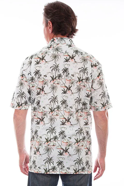 Men's Farthest Point Collection Shirt: Short Sleeve Aloha Hawaii White