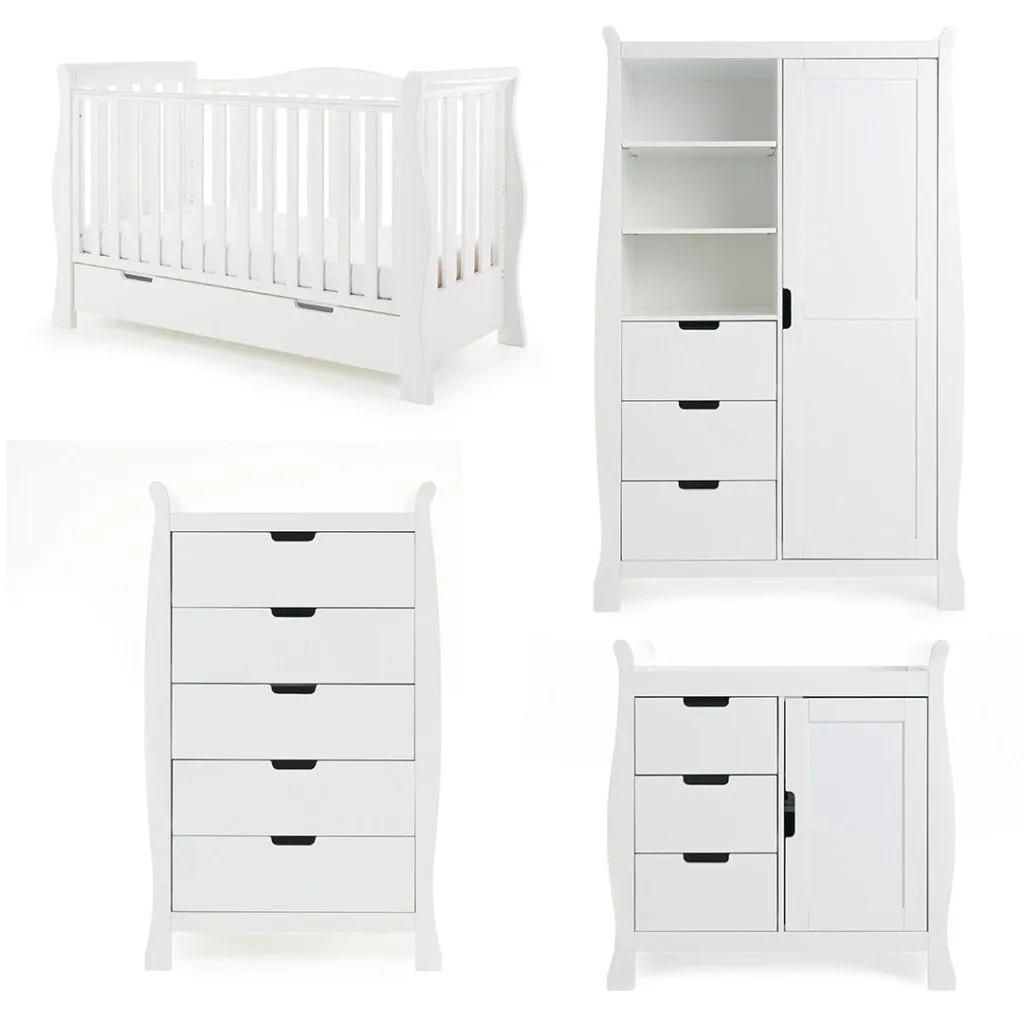 OBABY Stamford Luxe 4 Piece Room Set - White