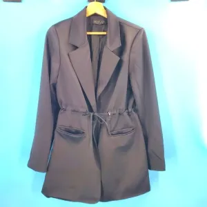 Rachel Zoe long black silk jacket