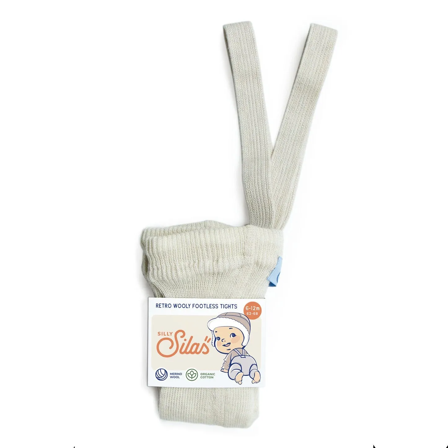 Silly Silas Unisex Footless Woollen Tights with Braces (Cream Blend)