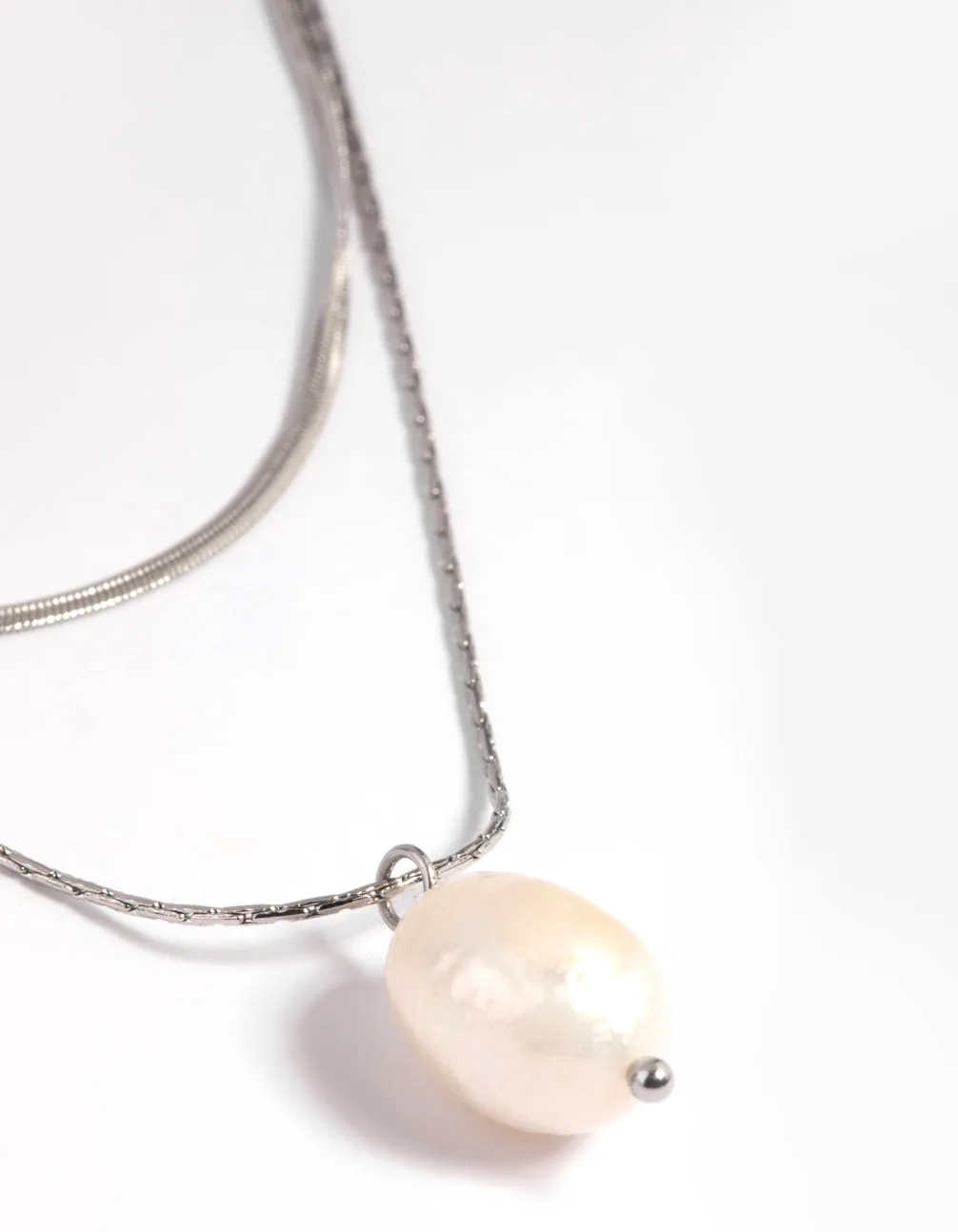 Surgical Steel Snake Chain & Freshwater Pearl Necklace