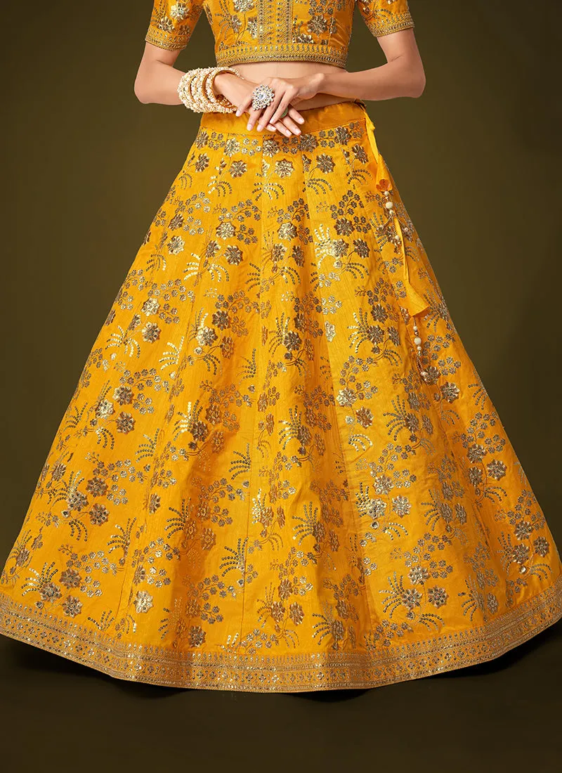 Yellow Sequence Embroidery Festive Lehenga Choli
